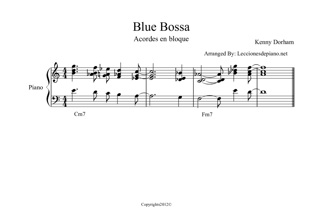 Partitura Blue Bossa
