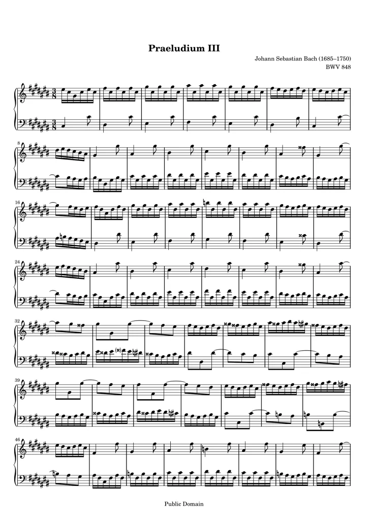 Preludio BWV 848 clave bien temperado J S Bach
