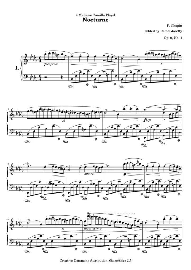 nocturno opus 9 número 1 partitura de Chopin